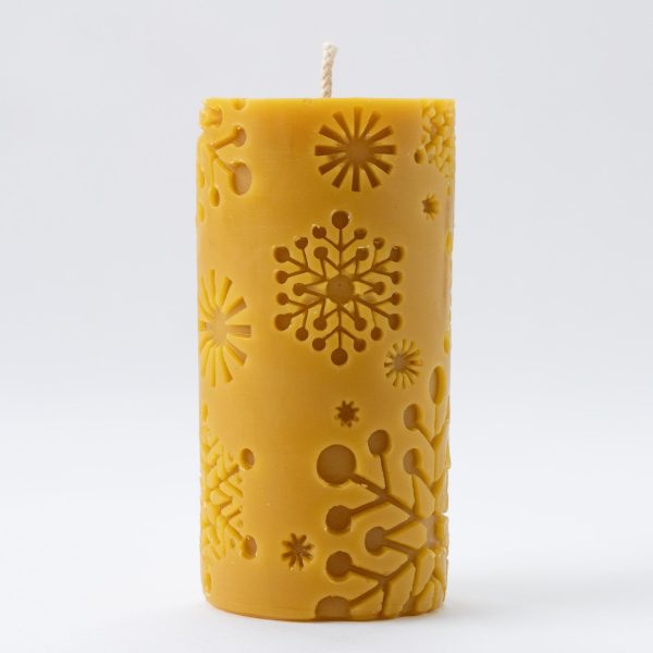 Snowflake Beeswax Candle Pillar Discount