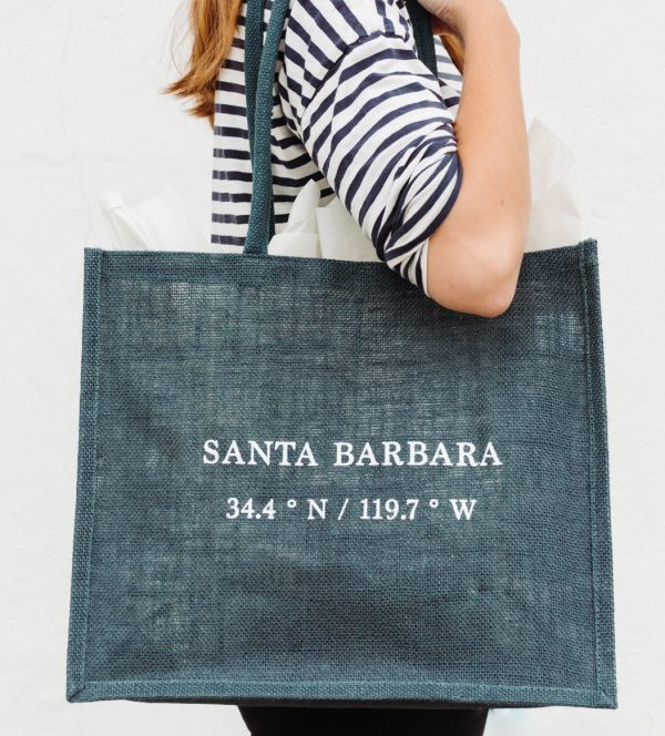 WS | Santa Barbara Coordinates Jute Tote - Blue Online - Image 2