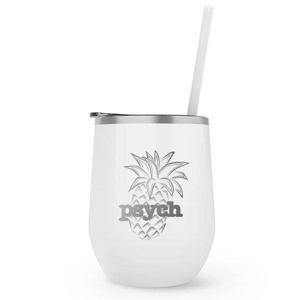 Psych Pineapple Laser Engraved Wine Tumbler with Straw Online Sale - Image 2