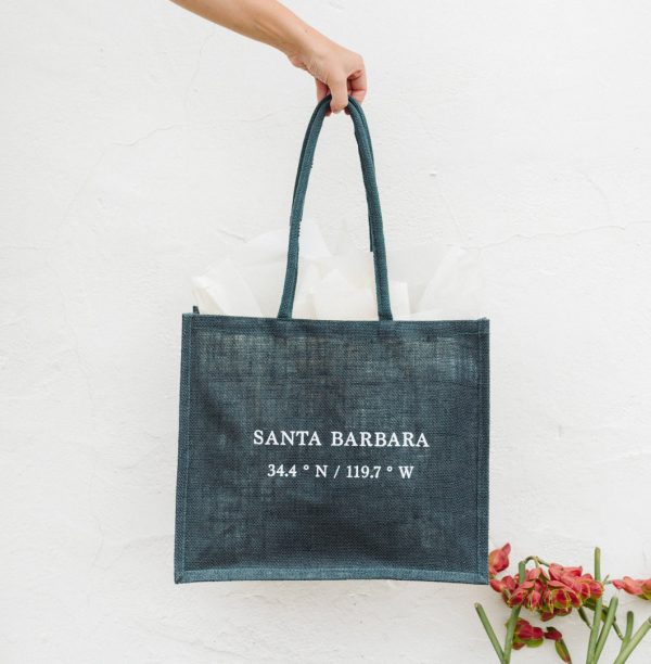 WS | Santa Barbara Coordinates Jute Tote - Blue Online - Image 3